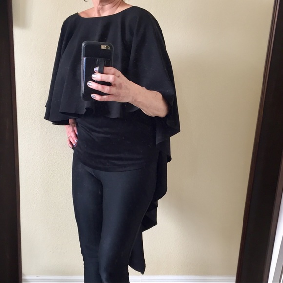 H&M Tops - Open V back black Cape top